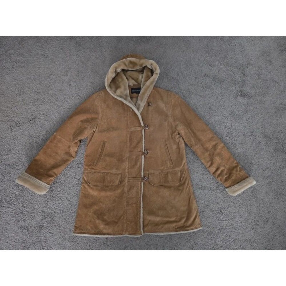 Bernardo Winter Coat Suede Leather Faux Fur Lined Large